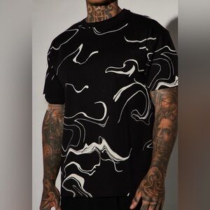 Men's Black Graphic Crewneck T-Shirt